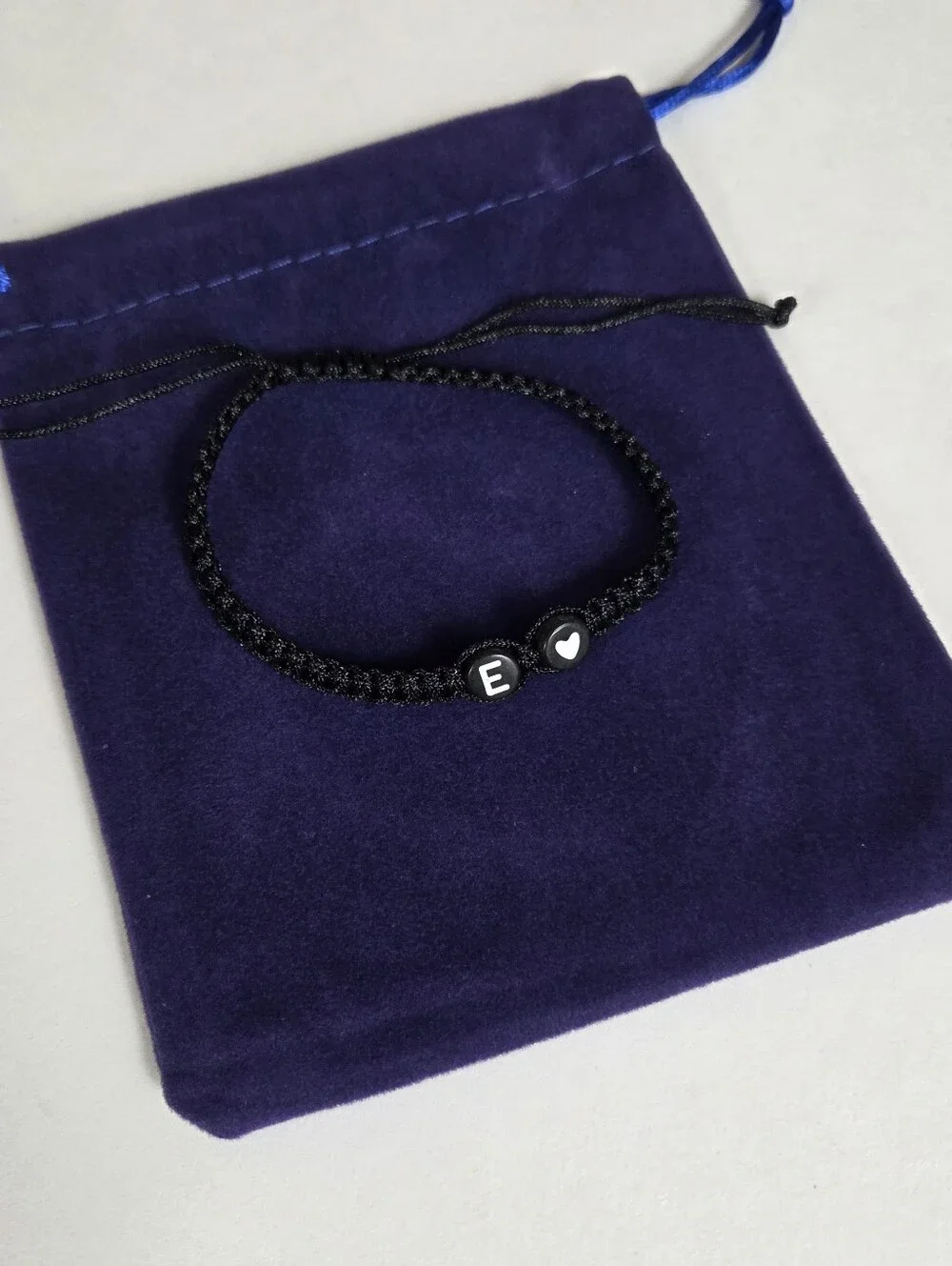 🔥4/$20 E Initial Letter Kids Bracelet NEW Black & White -One Size -Braided